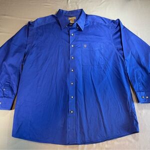 Ariat Men’s Royal Blue Button-Front Western Shirt XXL Rodeo